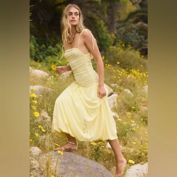 Free People • Liza Drop-Waist Midi Dress - Picture 2 of 9